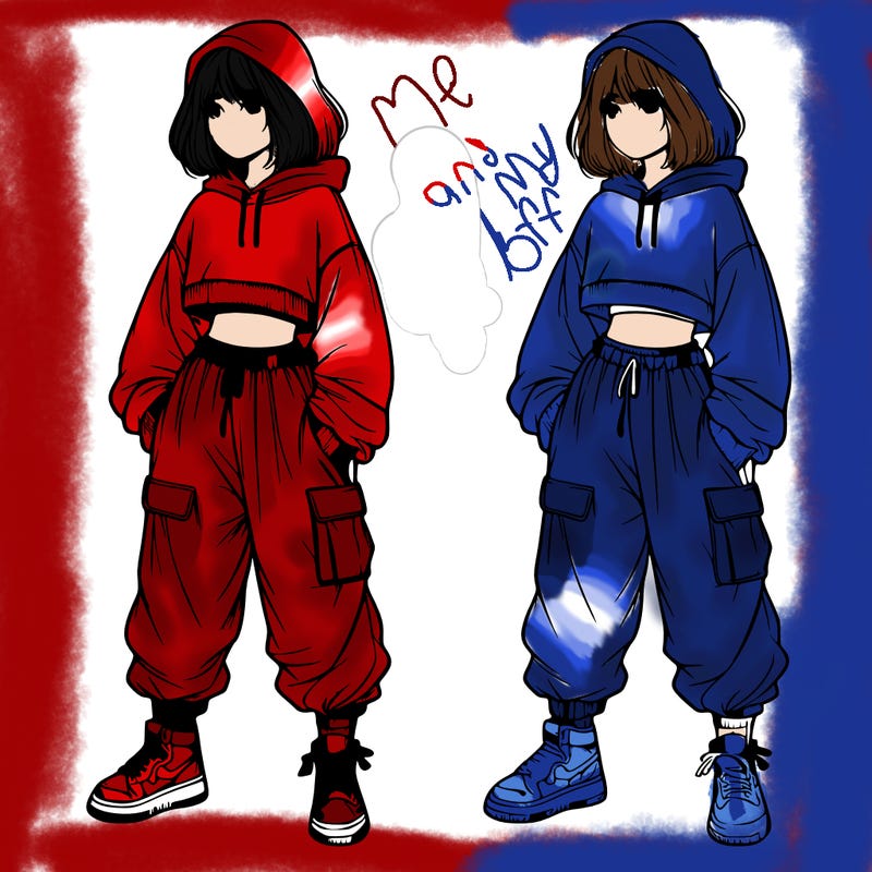 realistic girl with baggy clothes