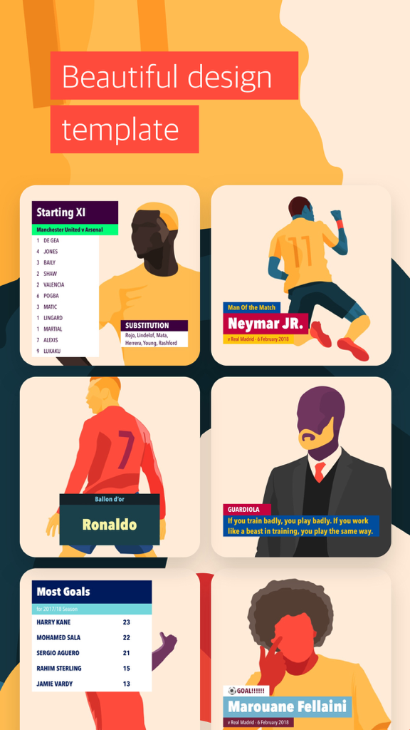 Sports Studio - Plantillas de gráficos deportivos profesionales para alineaciones titulares y resultados de partidos