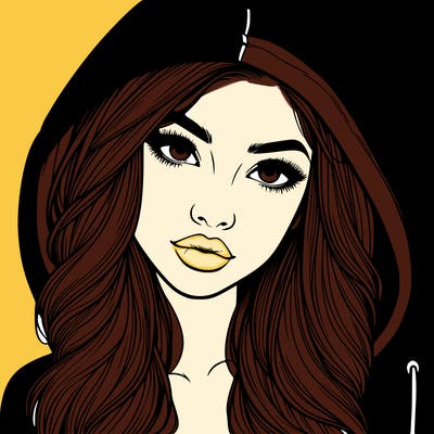 realistic beautiful girl with a hood on