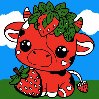 cute strawberry cow