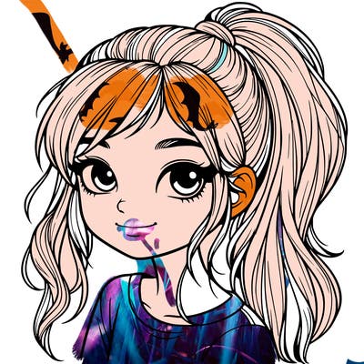 realistic girl with ponytail