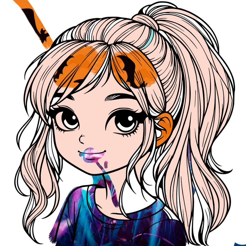 realistic girl with ponytail