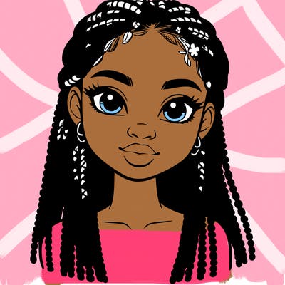 a realistic black girl with braids