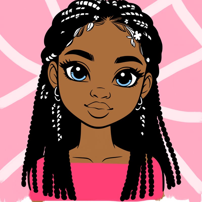 a realistic black girl with braids