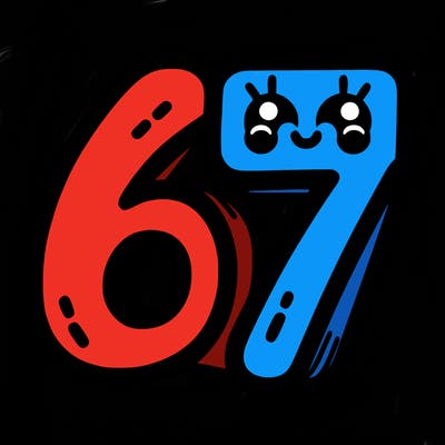 the numbers 67