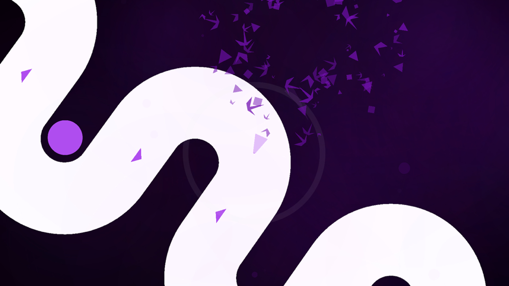 Pivvot - A purple circle follows a winding white path in the minimalist arcade game Pivvot