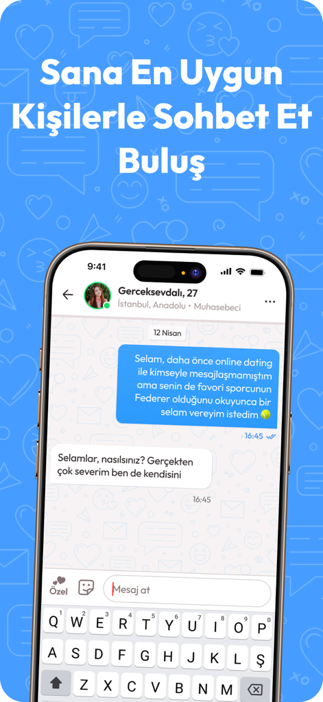 トルコ語での会話を特徴とするSiberalemデーティングアプリのチャット画面