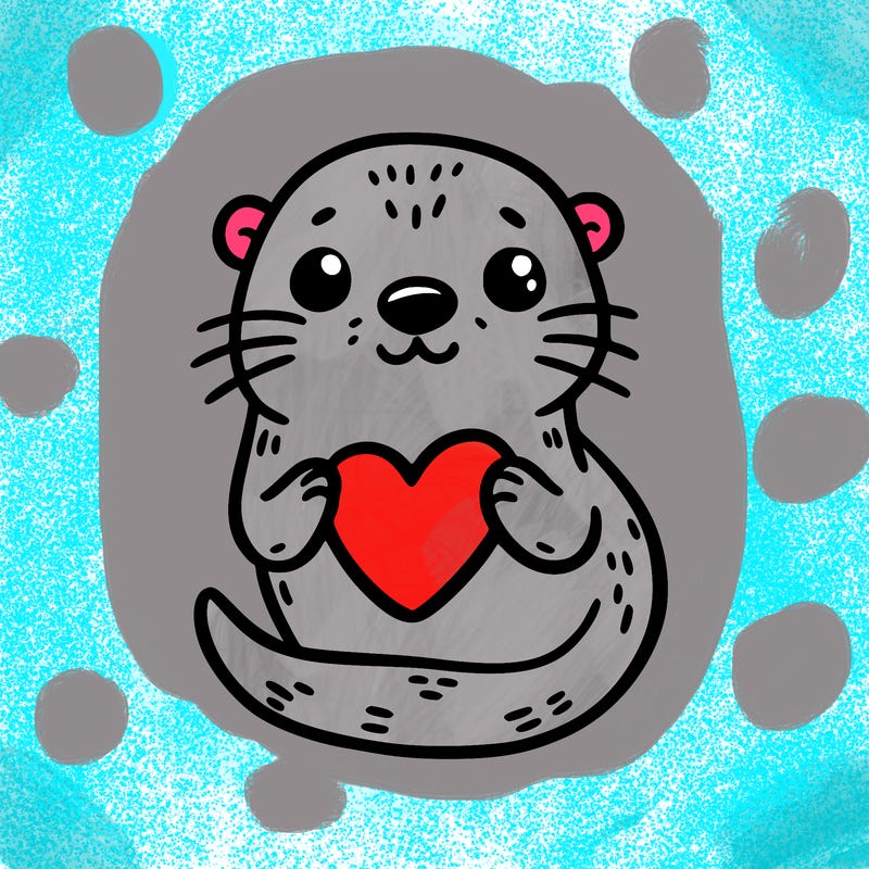 otter with a heart