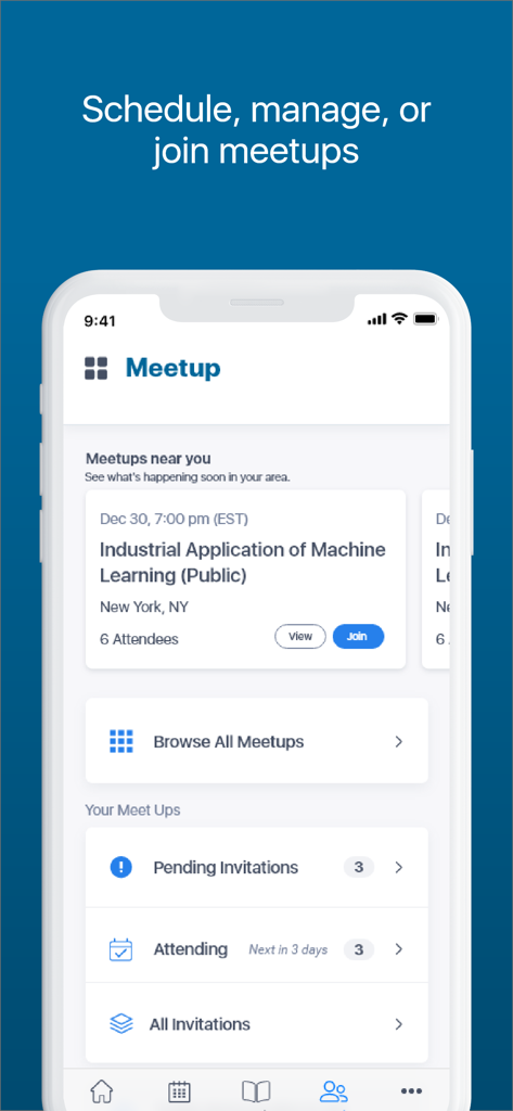 IEEE - IEEE-Mobil-App-Bildschirm zur Planung, Verwaltung und Teilnahme an professionellen Networking-Treffen