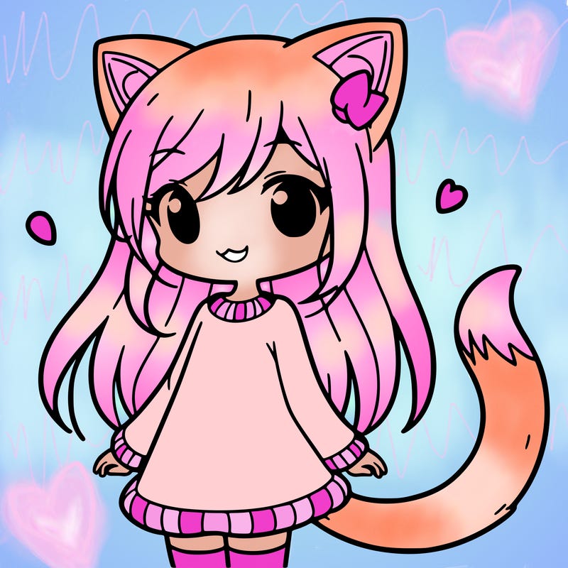 girl with cat ears and tail