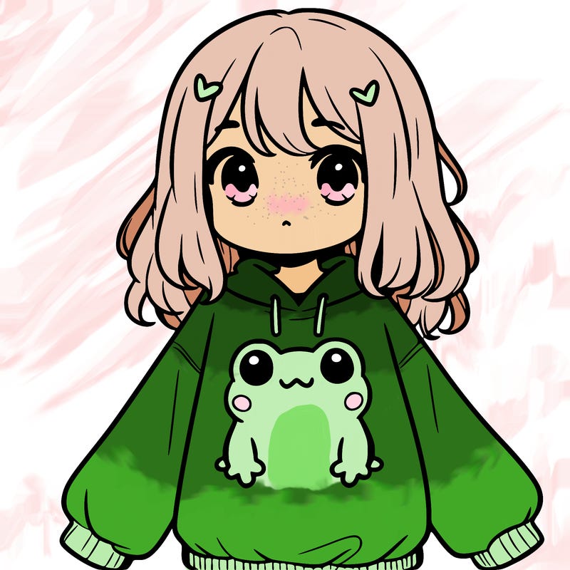 girl wearing frogging sweatshirt