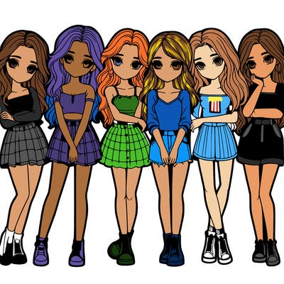 a group of girls realistic