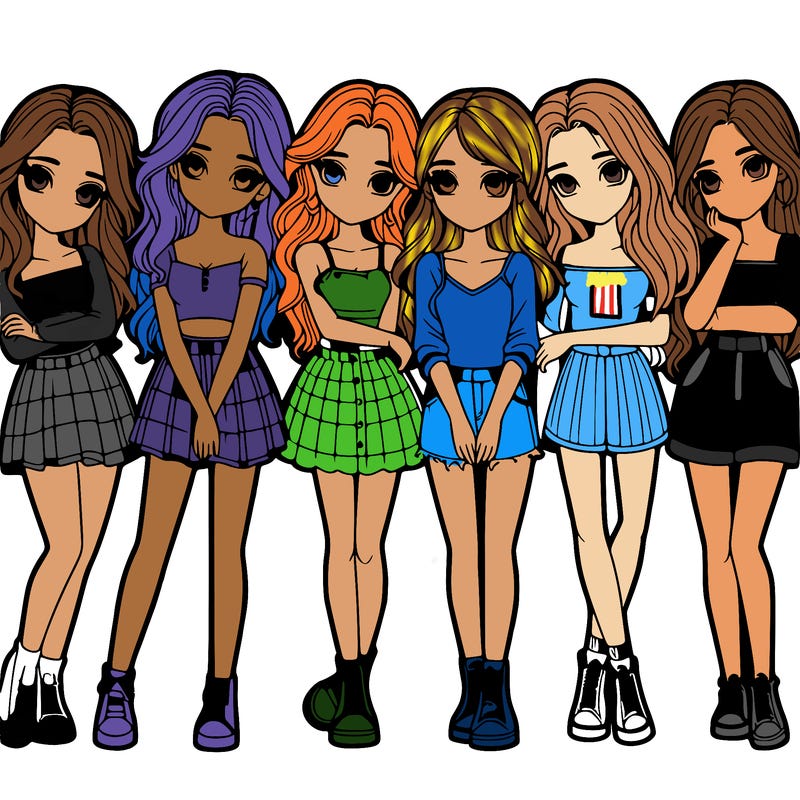 a group of girls realistic