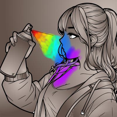 a realistic girl spray, painting