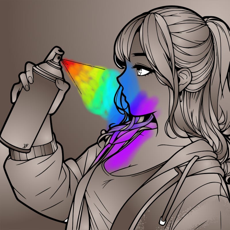a realistic girl spray, painting