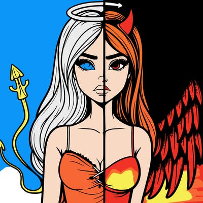 devil vs angel realistic girl