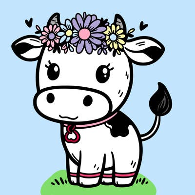 cow with a flower crown
