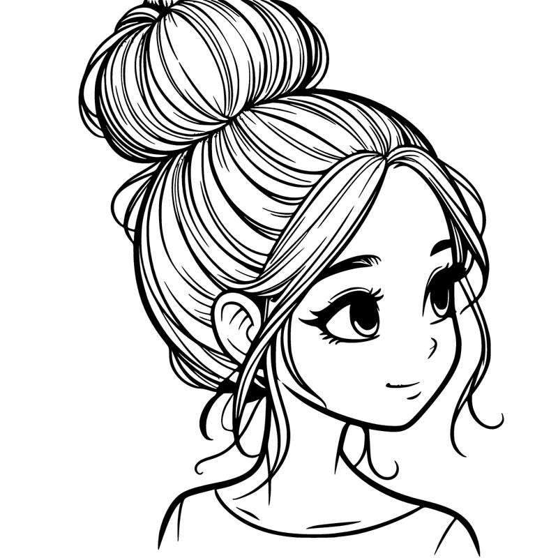 a realistic girl with a bun