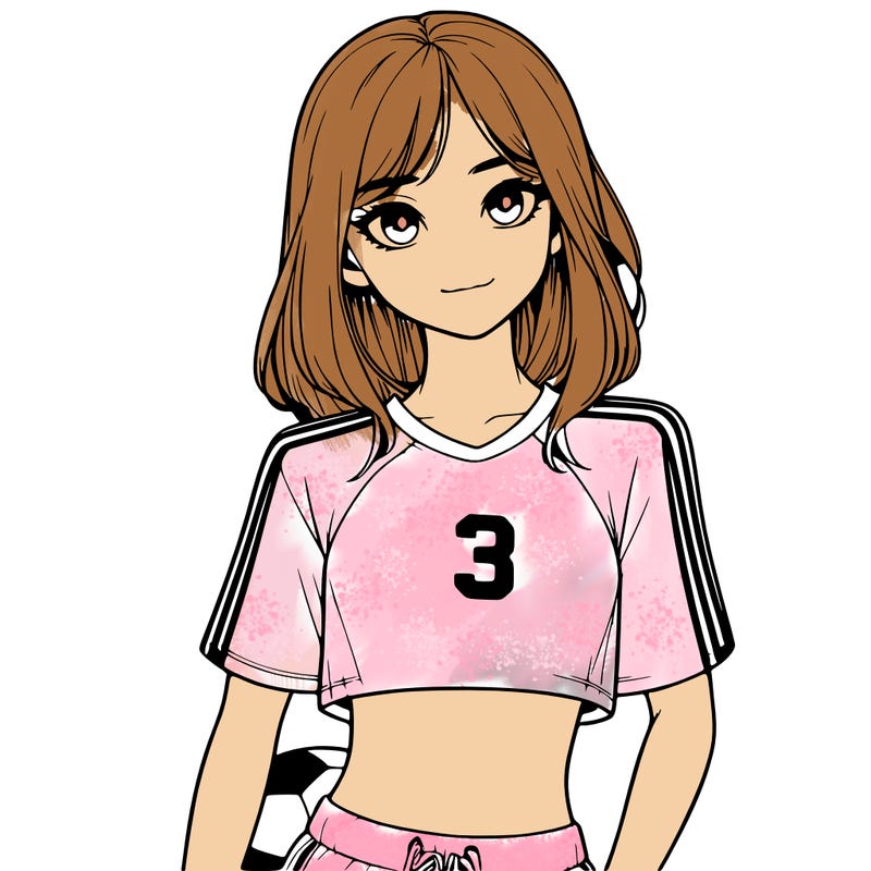 realistic girl wearing soccer jersey