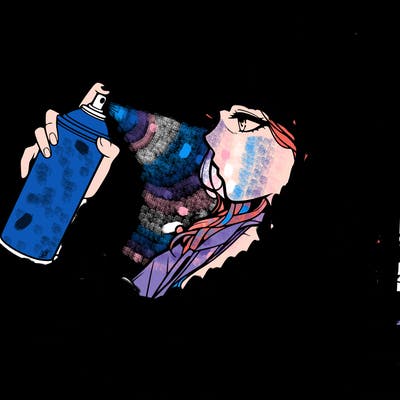 a realistic girl spray, painting