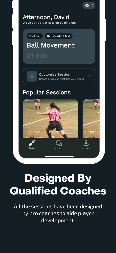 Project Pro: Ball Mastery - Project Pro app interface showing customized soccer training sessions designed by professional coaches