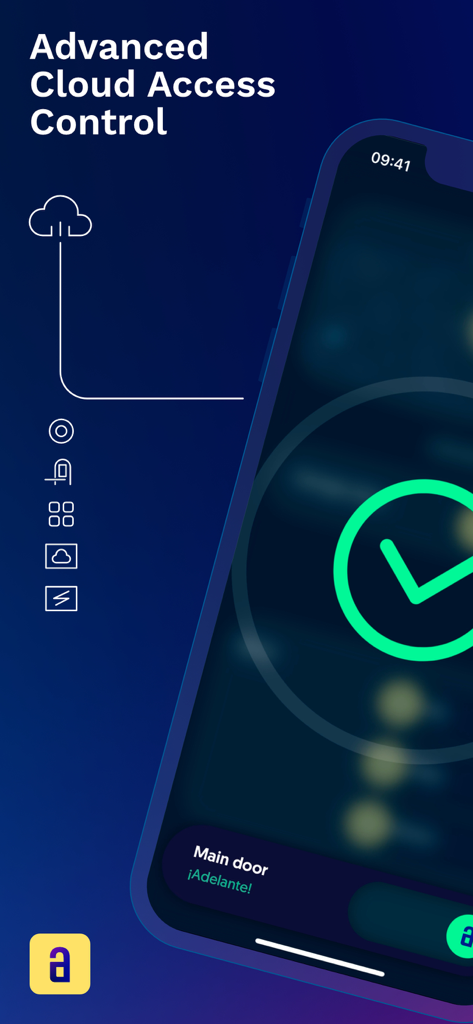 Akiles smartphone app screen showing a successful door unlock confirmation
