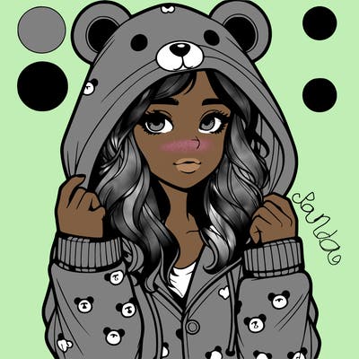 realistic girl in a animal pjs hoodie