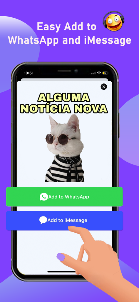 Text Stickers - Sticker Maker - Ajout d'un autocollant de chat personnalisé à WhatsApp et iMessage dans l'application Sticker Maker