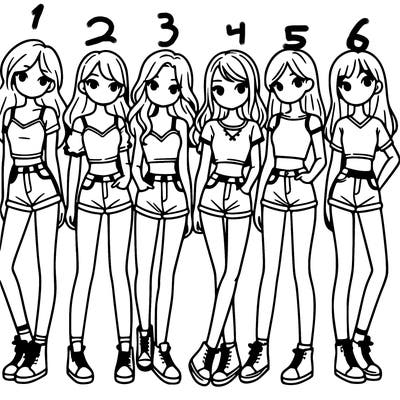 a group of girls wearing crop tops and shorts