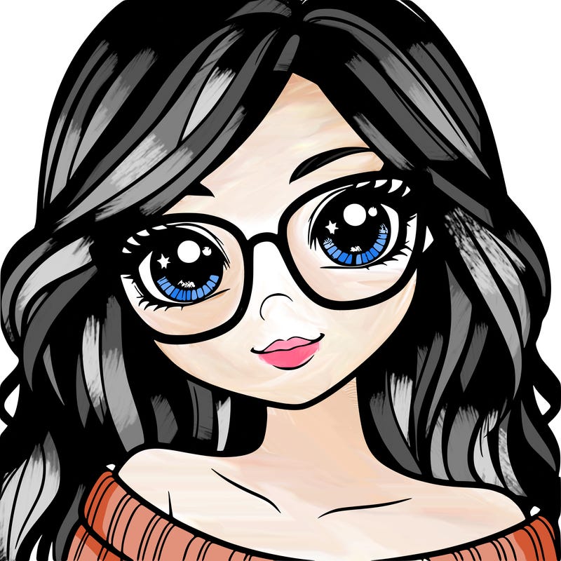 girl with beautiful eyes, hair, and glasses