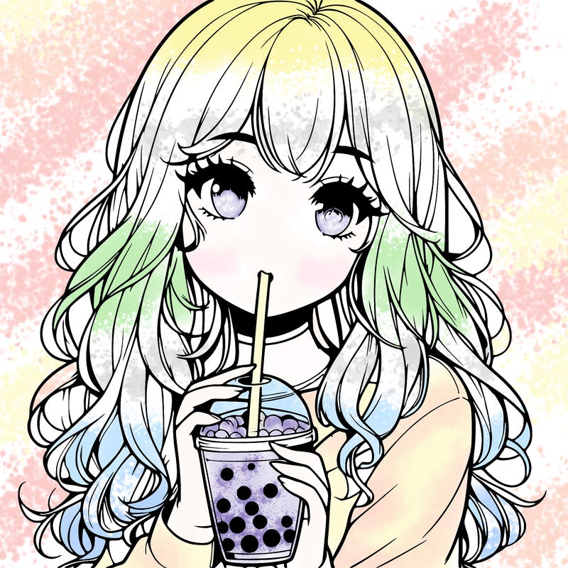 realistic girl drink a boba