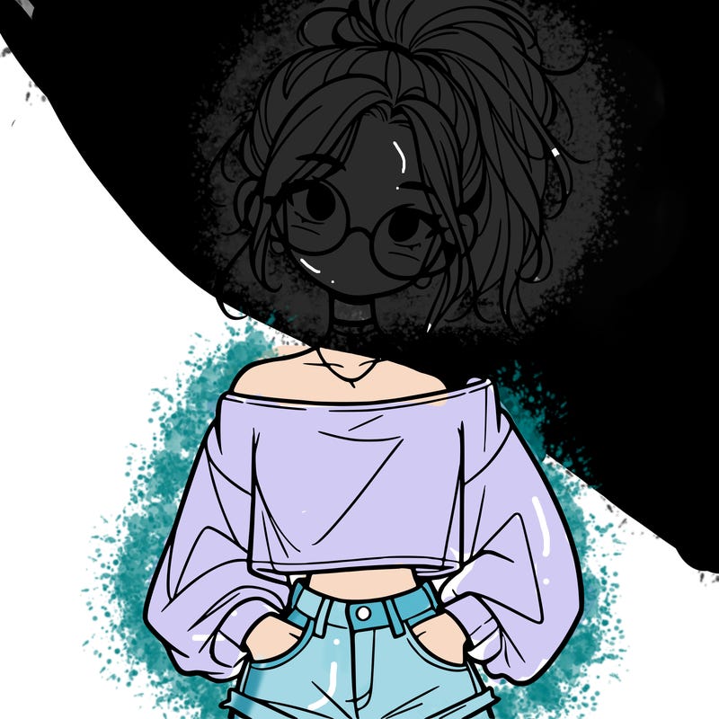 girl with a messy ponytail glasses a baggy crop top and jean shorts