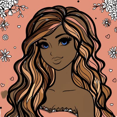 pretty woman with long wavy hair