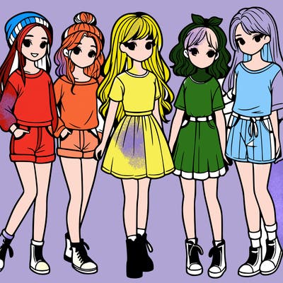 a group of five girls