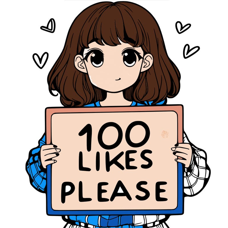 a girl holding a sign saying 100 likes please