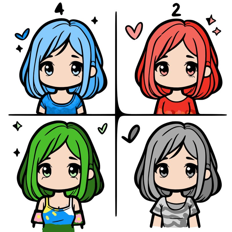 simple girl split in 4