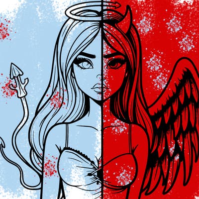 devil vs angel realistic girl