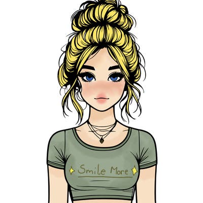 realistic girl with messy bun and croptop