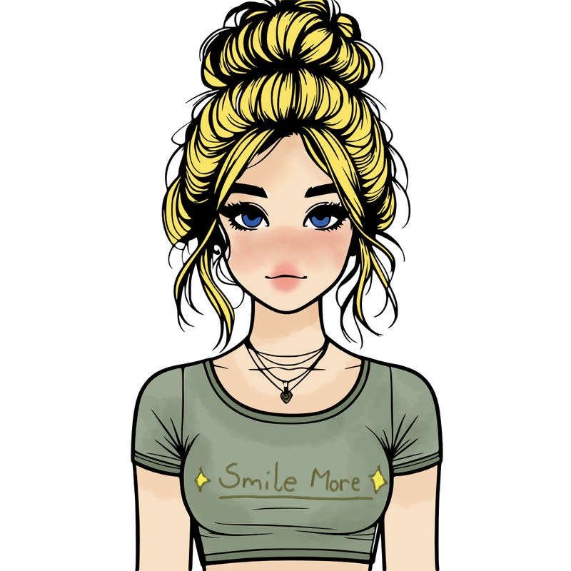 realistic girl with messy bun and croptop