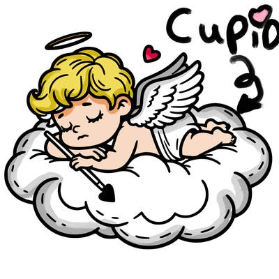cupid asleep on a cloud