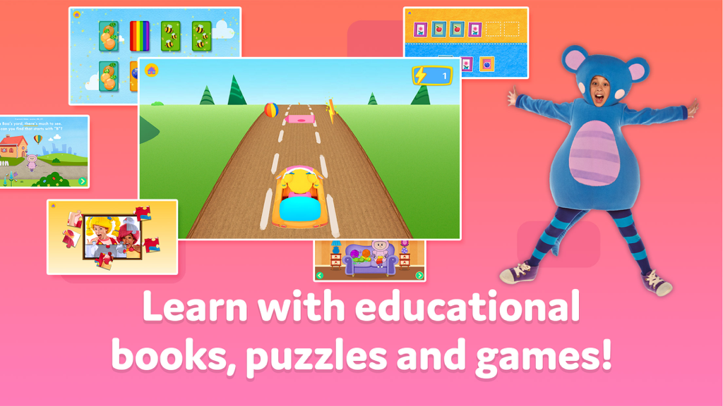 Educational books puzzles and games in the Mother Goose Club Rhymes app