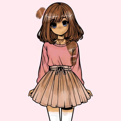realistic girl with a skirt on
