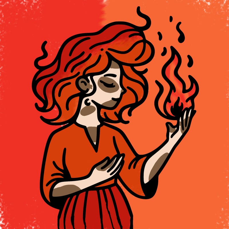 woman with fire