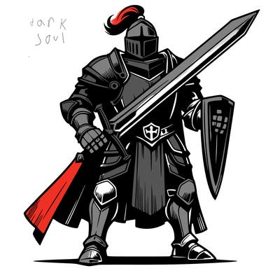 realistic knight with great sword