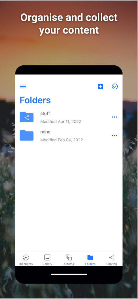 Zefiro - Interface do aplicativo Zefiro mostrando organização de conteúdo digital e tela de gerenciamento de pastas.