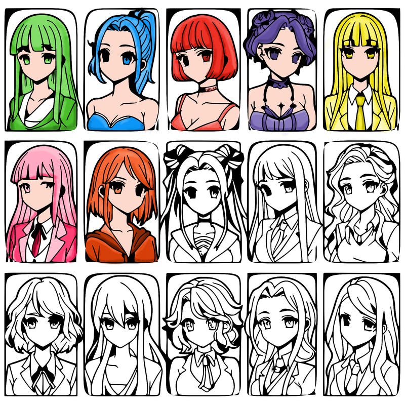 girls that look diffrent anime