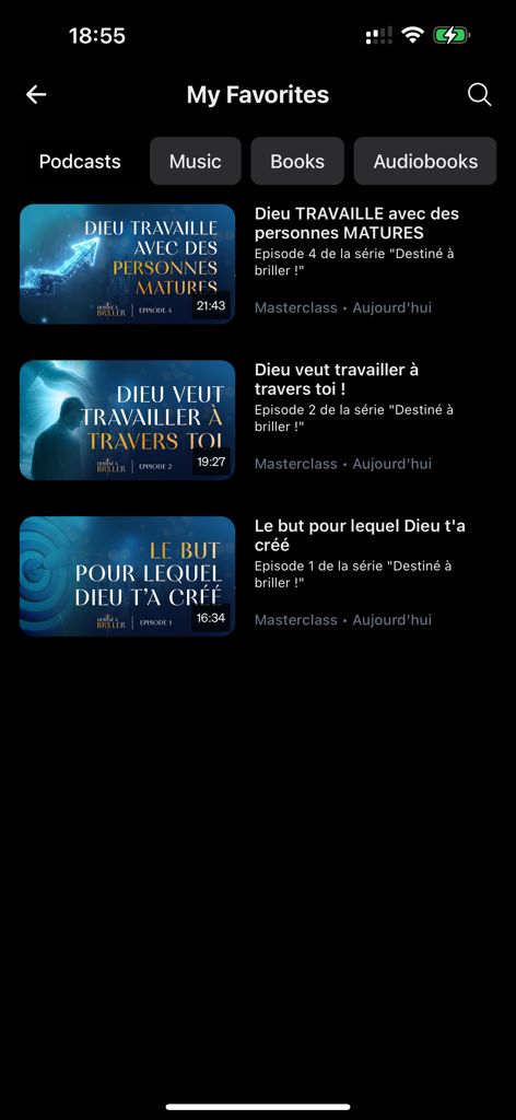 ImpactX - Una lista de podcasts favoritos de liderazgo espiritual en la aplicación móvil ImpactX.