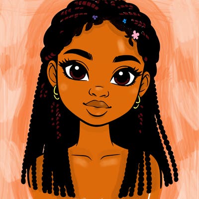 a realistic black girl with braids