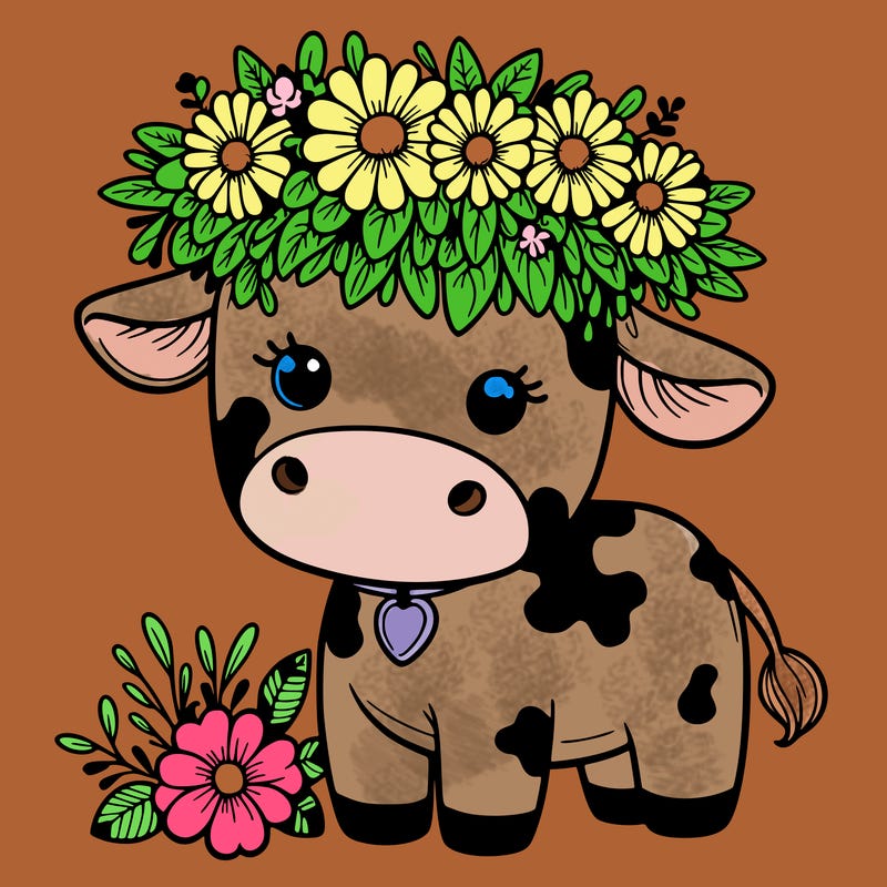 cows with flower crown