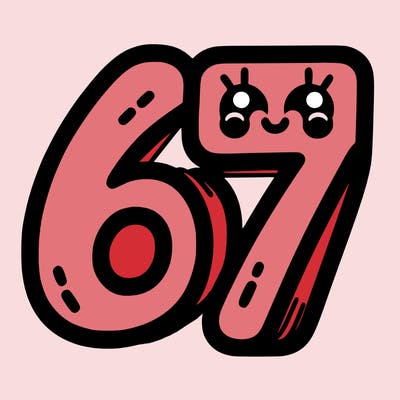 the numbers 67